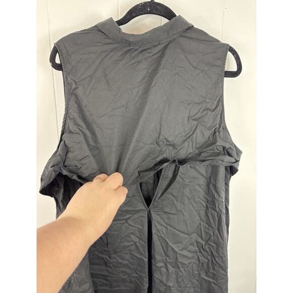 Eloquii Plus Sz 24 Black Button Up Open Sides Capsule Midi Dress Open Back - Picture 5 of 8